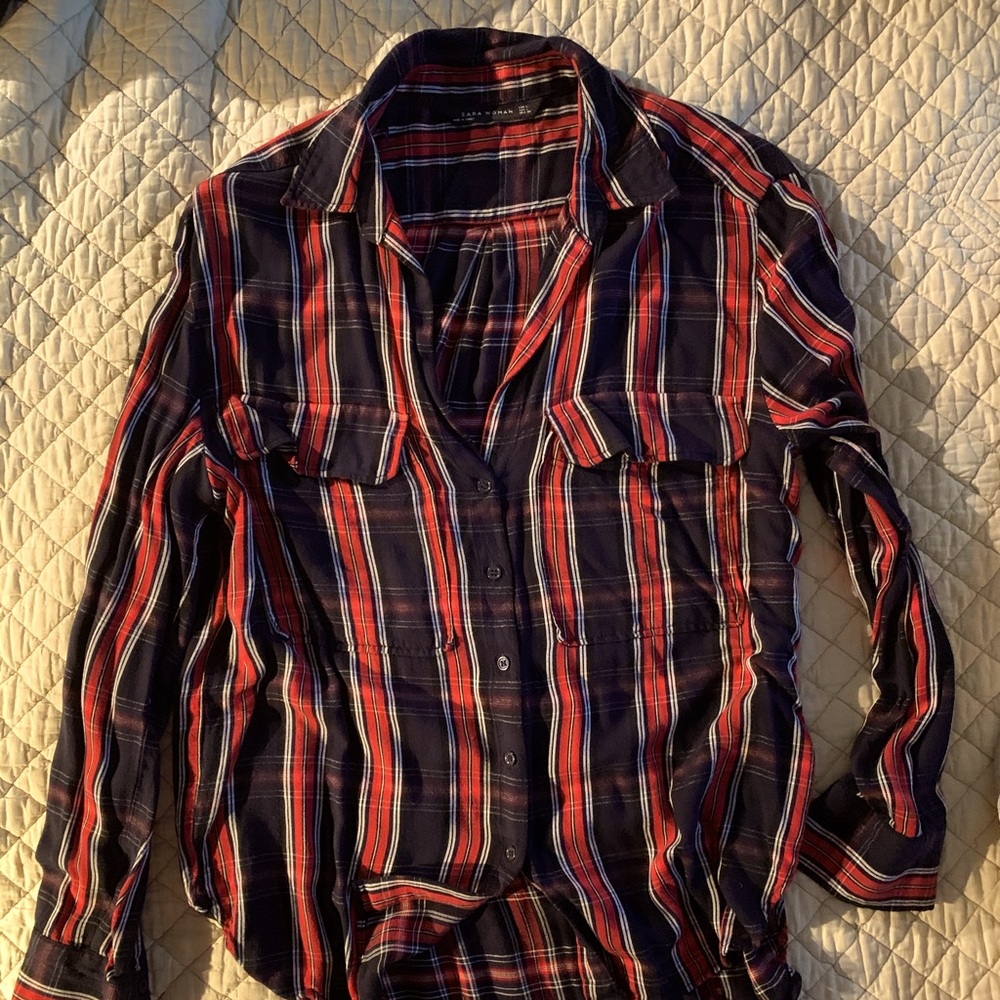 Zara plaid, button down, size L